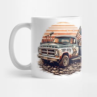 Vintage pickup truck adorned with Toby Keith Mug